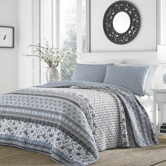 cxmicrotex Boho Stripe Cottontage Quilt Set Stitching Bedding