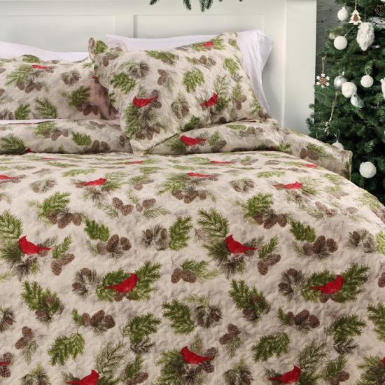 cxmicrotex Full Size 3 Piece Printed Christmas Quilt Set