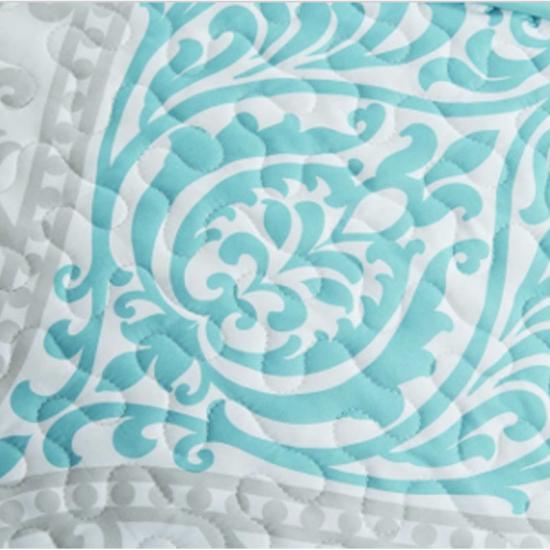 cxmicrotex White Blue Medallion Quilted PILLOWCASE