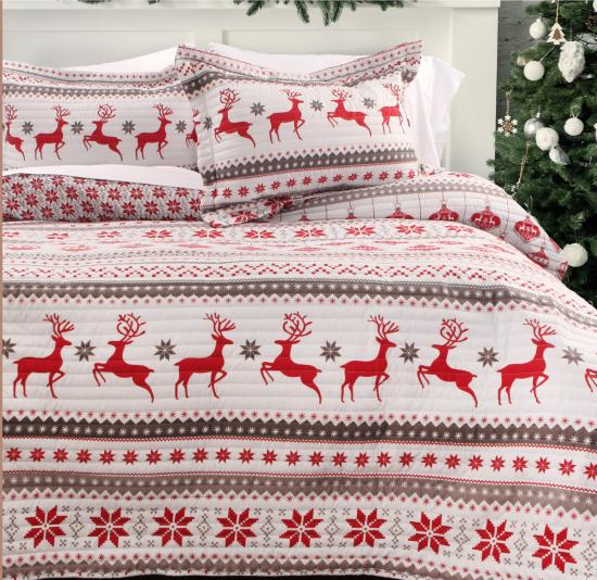 cxmicrotex Full Size 3 Piece Printed Christmas Quilt Set