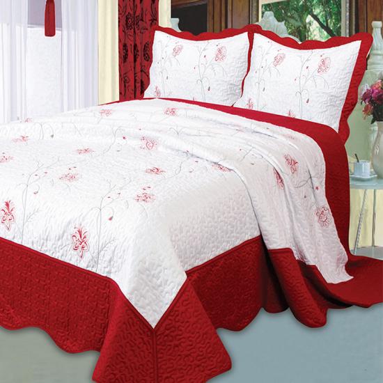 cxmirotex Flower Embroidery Quilt Set King Bedding