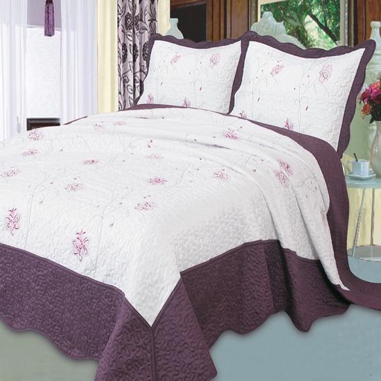 cxmirotex Flower Embroidery Quilt Set King Bedding