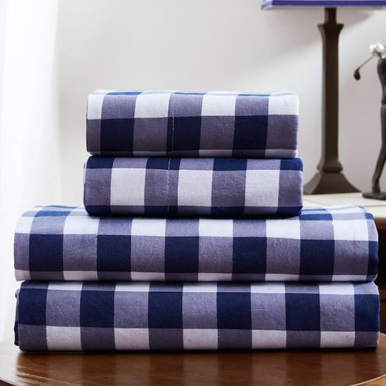 Checked Series Printed 4 Piece Bed Sheets Set