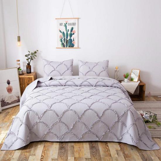 Solid Bedding Collection Ruffle Quilt Set Reversible Bedspread