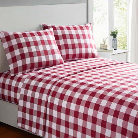 Plaid Pattern Soft Hand Feeling Bed Sheets Set