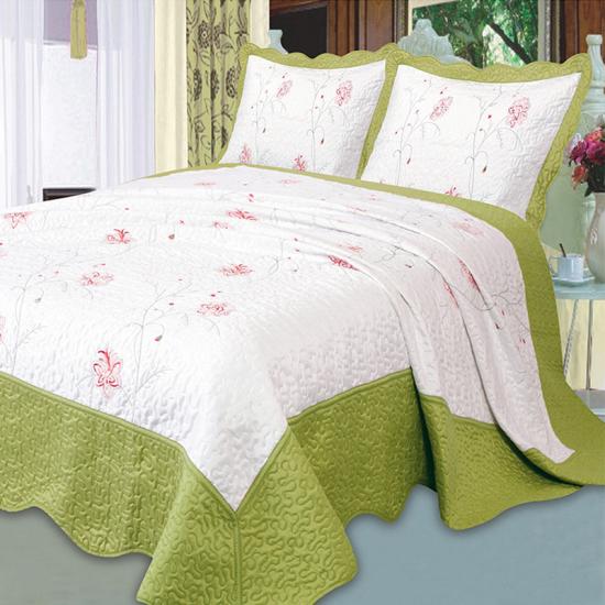 cxmirotex Flower Embroidery Quilt Set King Bedding