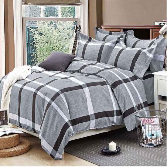 Checked Series Printed 4 Piece Bed Sheets Set