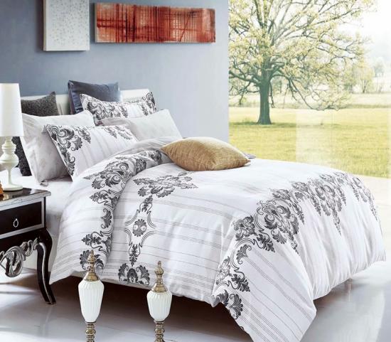 Black And White Printed Bed Sheets Luxury Duvet Cover Set