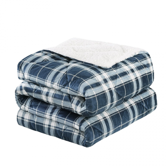 Plaid To Sherpa Comforter Set Quilted Bet Set Winter Collection