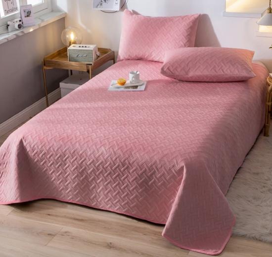 Solid Velvet Pinsonic Quilt Ultrasonic Embosed Velvet Fur Bedspread