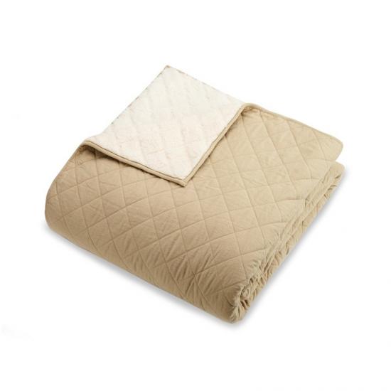 Diamond Quilted Sherpa Bedspread Solid Bedding Set