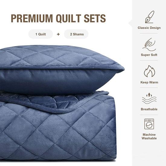 cxmicrotex Winter Bedding Collection Unique Geometric Quilted Velvet Quilt Set