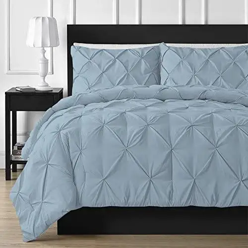 Lightweight luxurious microfiber polish pinch pleated design home king duvet cover set bedding